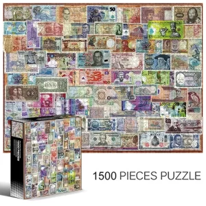 kf-S075ba137bbdc4ebdbcca4cf51970f195H World Banknotes 1500 PCS of high difficulty adult puzzle building blocks puzzle toys cartoon animal anime toys gifts