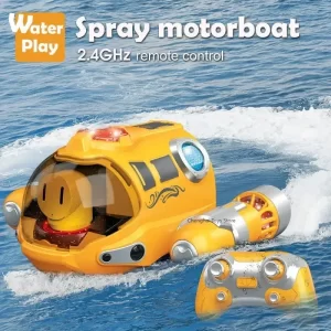 2.4G Remote Control Motorboat Waterproof Spray Swimming Pool Bathing RC Steamboat Toy For Boys And Girls Children Christmas Gift
