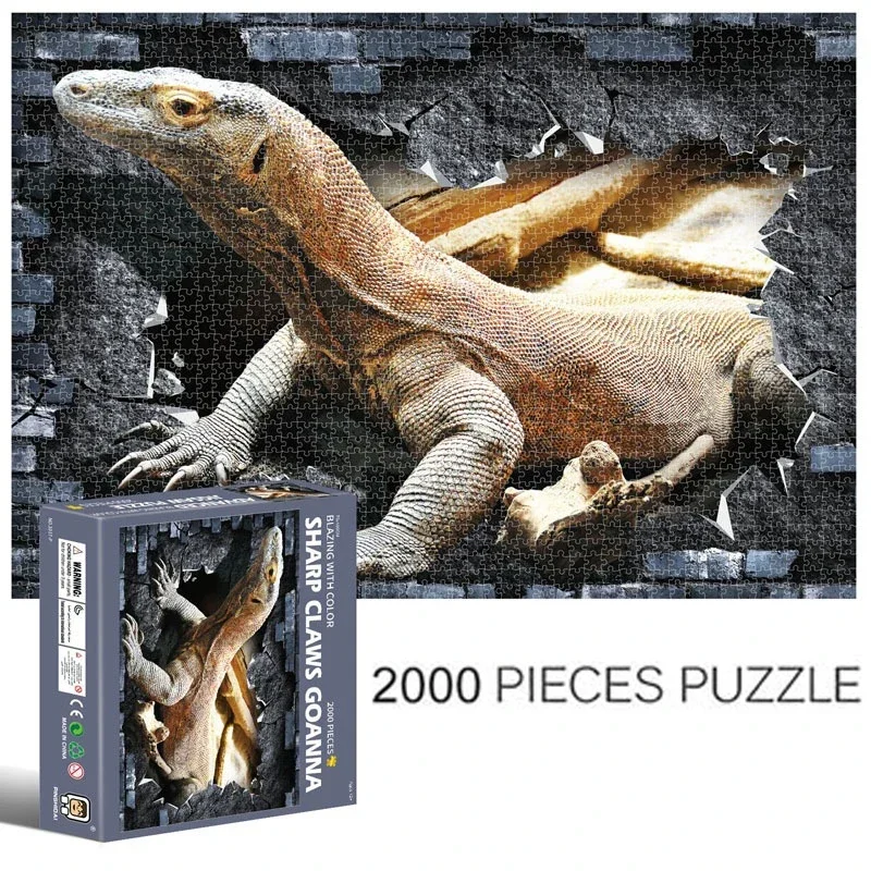 Sharp clawed giant lizard 2000 PCS of high difficulty adult puzzle building blocks puzzle toys cartoon animal anime toys gifts - Image 2
