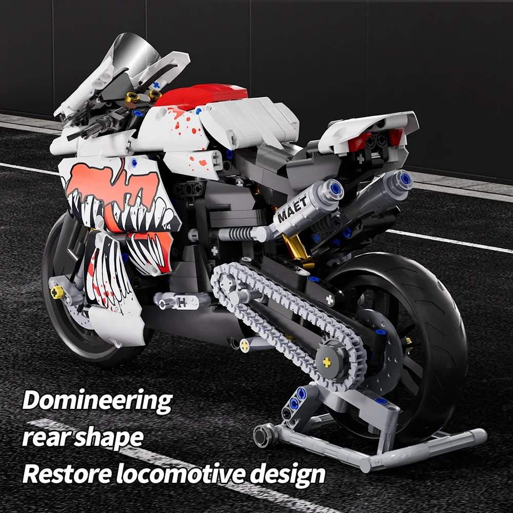 883pcs Bricks, Build a Stylish 1:10 Motorbike Display Model, Collectible Building Set Has a Cool Design Kit for Kids Or Adults - Image 6