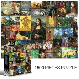 kf-S11e73f9328fe461eb6de7bf749567560h World famous paintings 1500 PCS of high difficulty adult puzzle building blocks puzzle toys cartoon animal anime toys gifts