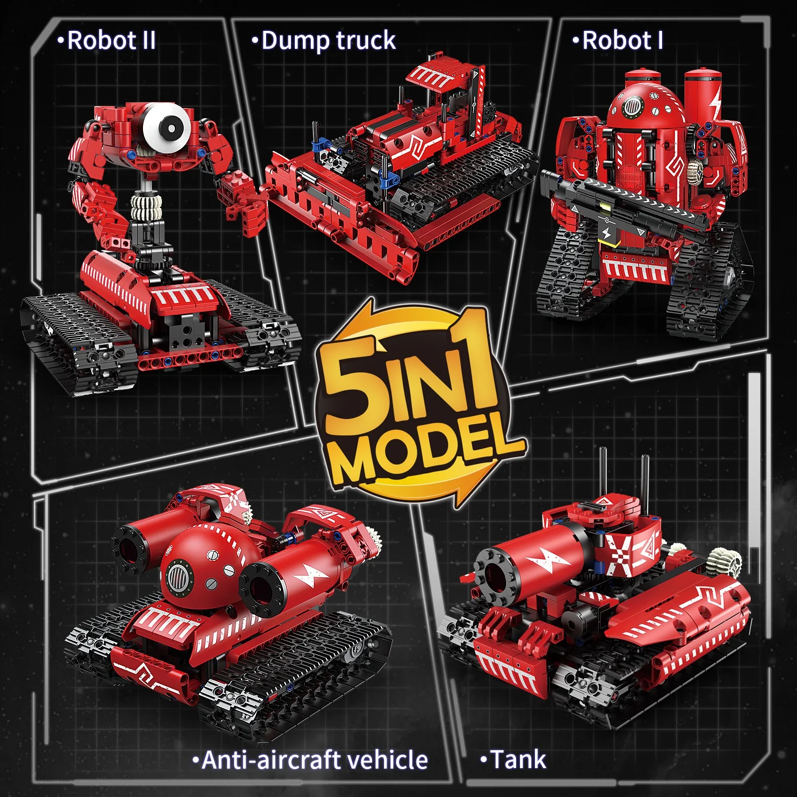 5 in 1 STEM Technical Idea Remote Control Deformed Robot Car Building Blocks City APP RC Vehicle Tank Bricks Toys For Kids Gifts - Image 2