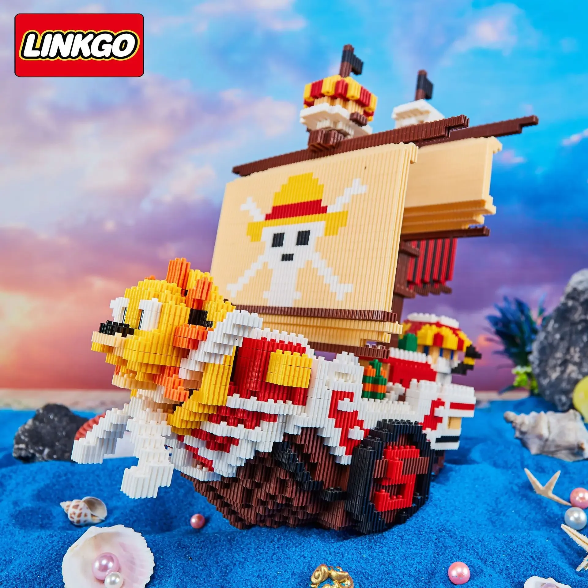 3000pcs+ One Piece Thousand Sunny Mini Brick Pirates Ship Figures 3D Model Anime Micro Building Block Toy For Kids Birthday Gift - Image 4