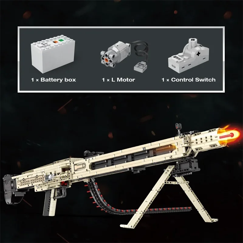 reobrixMG42 machine gun electric model building blocks Battlefield classic Heavy weapons series building blocks toy gift 1886PCS - Image 2