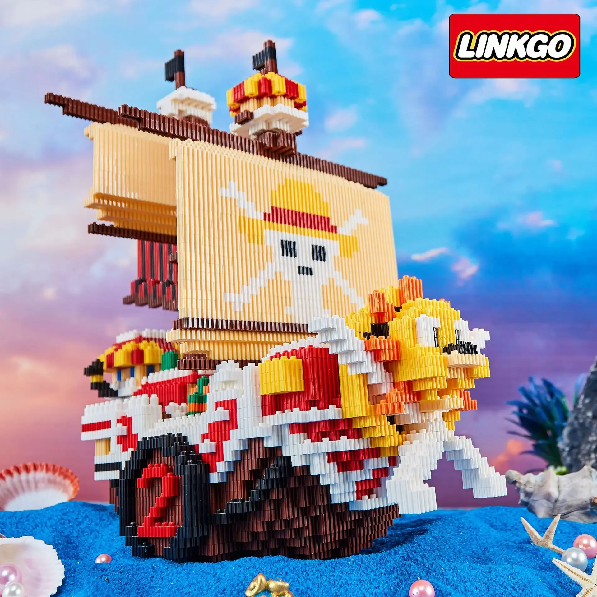 3000pcs+ One Piece Thousand Sunny Mini Brick Pirates Ship Figures 3D Model Anime Micro Building Block Toy For Kids Birthday Gift - Image 2