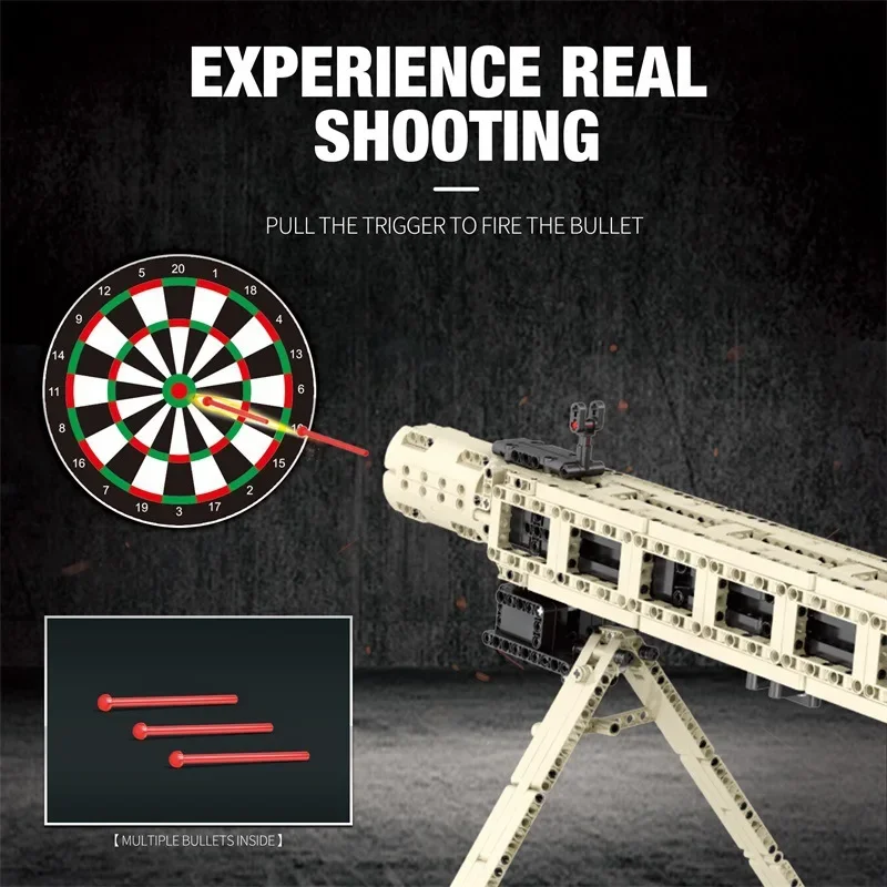 reobrixMG42 machine gun electric model building blocks Battlefield classic Heavy weapons series building blocks toy gift 1886PCS - Image 4