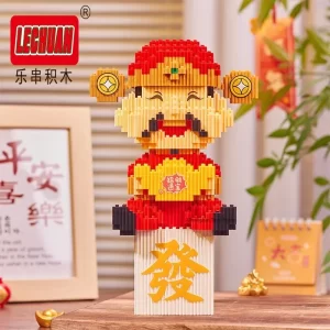 Diamond Building Block Lucky Cat Rich Cat Connection Model God of Wealth Mini Bricks Figure Toy For Gift