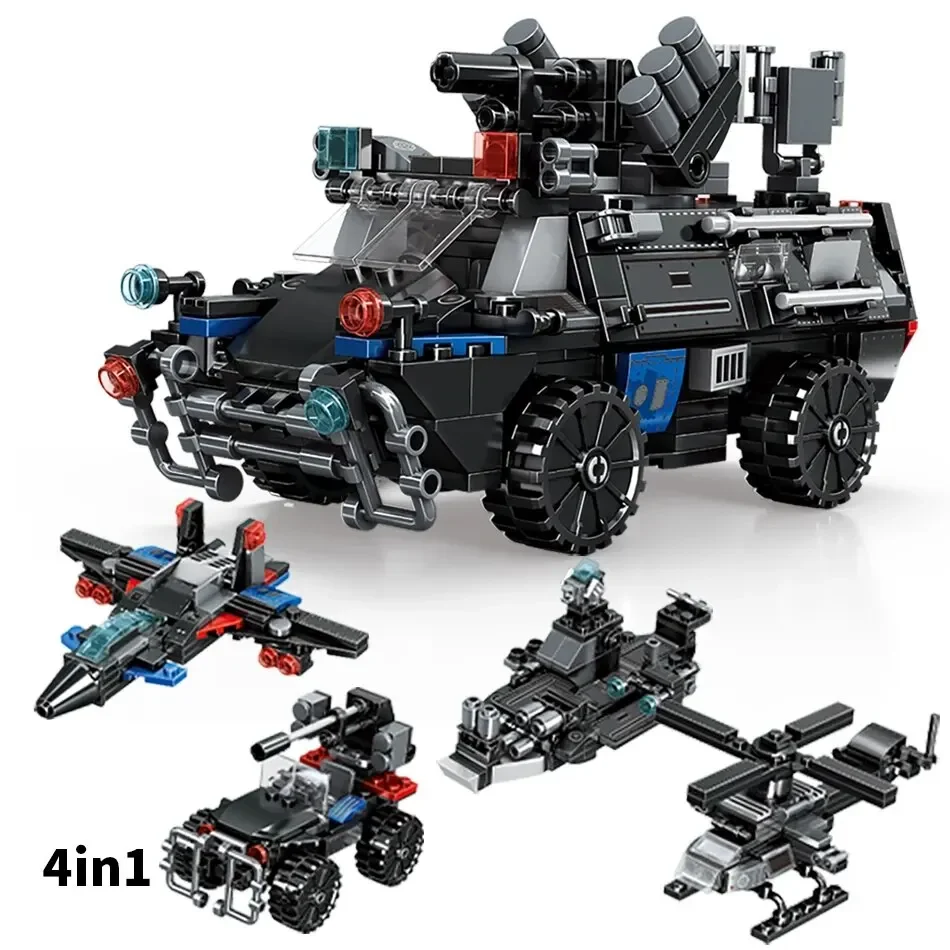 4in1 Swat Police Series Building Blocks with Policeman Bricks Truck Ship Car City Construction Toys for Children - Image 3