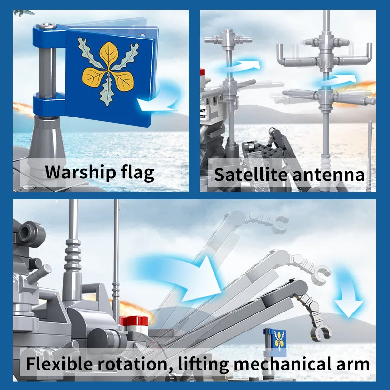 Children's assembled toy warship world aircraft carrier small particle building block military model - Image 3