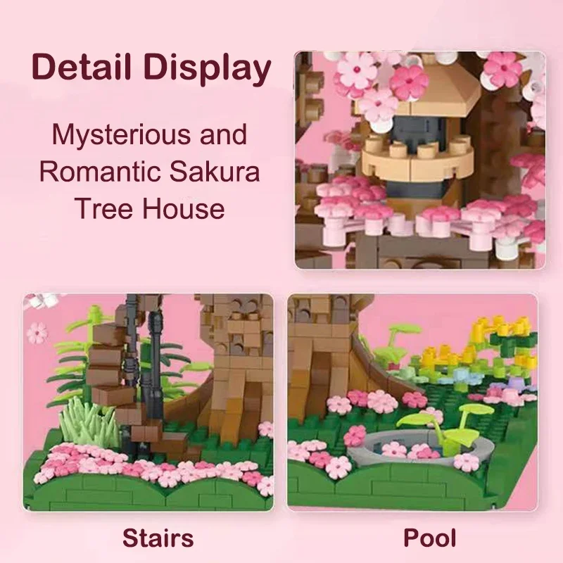 2000Pcs DIY Cherry Bonsai Tree Building Assembly Set Mini Brick Cherry Blossom Tree House Great Gift for Children and Adults - Image 5