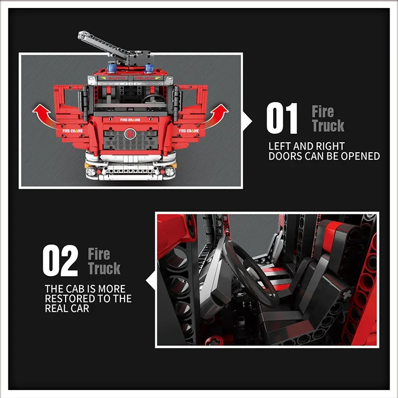 Reobrix Rescue fire truck building blocks assembly model RC technology car building blocks toy tabletop decoration gift 2888PCS - Image 3