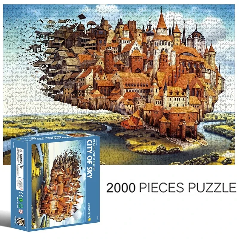 Castle in the Sky 2000 PCS of high difficulty adult puzzle building blocks puzzle toys cartoon animal anime toys gifts