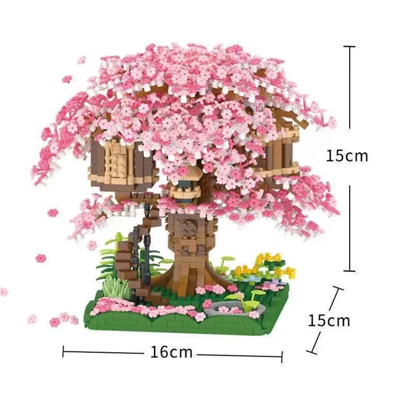 2000Pcs DIY Cherry Bonsai Tree Building Assembly Set Mini Brick Cherry Blossom Tree House Great Gift for Children and Adults - Image 4