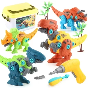 Assembled Dinosaur Disassembly Children's with Soft Projectile Ejection Screwable Dinosaur Figures Bricks Dino Toys Combination