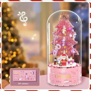 New Christmas Tree Building Blocks Music Box With Lights Christmas Ornaments Gift Assembly Small Particles For Girls Gift Toys