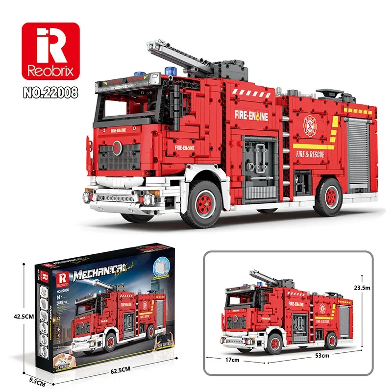 Reobrix Rescue fire truck building blocks assembly model RC technology car building blocks toy tabletop decoration gift 2888PCS - Image 6