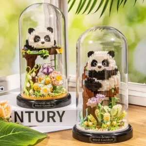 kf-S75f19aac457c42afbce957ee53a7c0c96 Flower Bouquet Dust Cover Panda Set Building Blocks Bonsai Collection Cute Animal Educational Toys Model Kids Christmas Gift