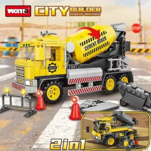 kf-S891316660c5c4eeb8e08e7aba4c3fbbaq WOMA Construction City Builder Mixing Truck 2-in-1 Children's Toy Small Particle Building Blocks Festival Gift