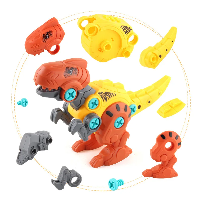 Assembled Dinosaur Disassembly Children's with Soft Projectile Ejection Screwable Dinosaur Figures Bricks Dino Toys Combination - Image 3