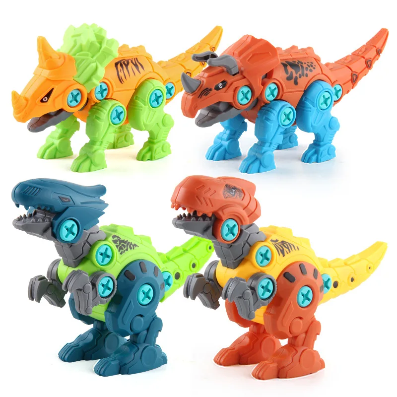 Assembled Dinosaur Disassembly Children's with Soft Projectile Ejection Screwable Dinosaur Figures Bricks Dino Toys Combination - Image 2