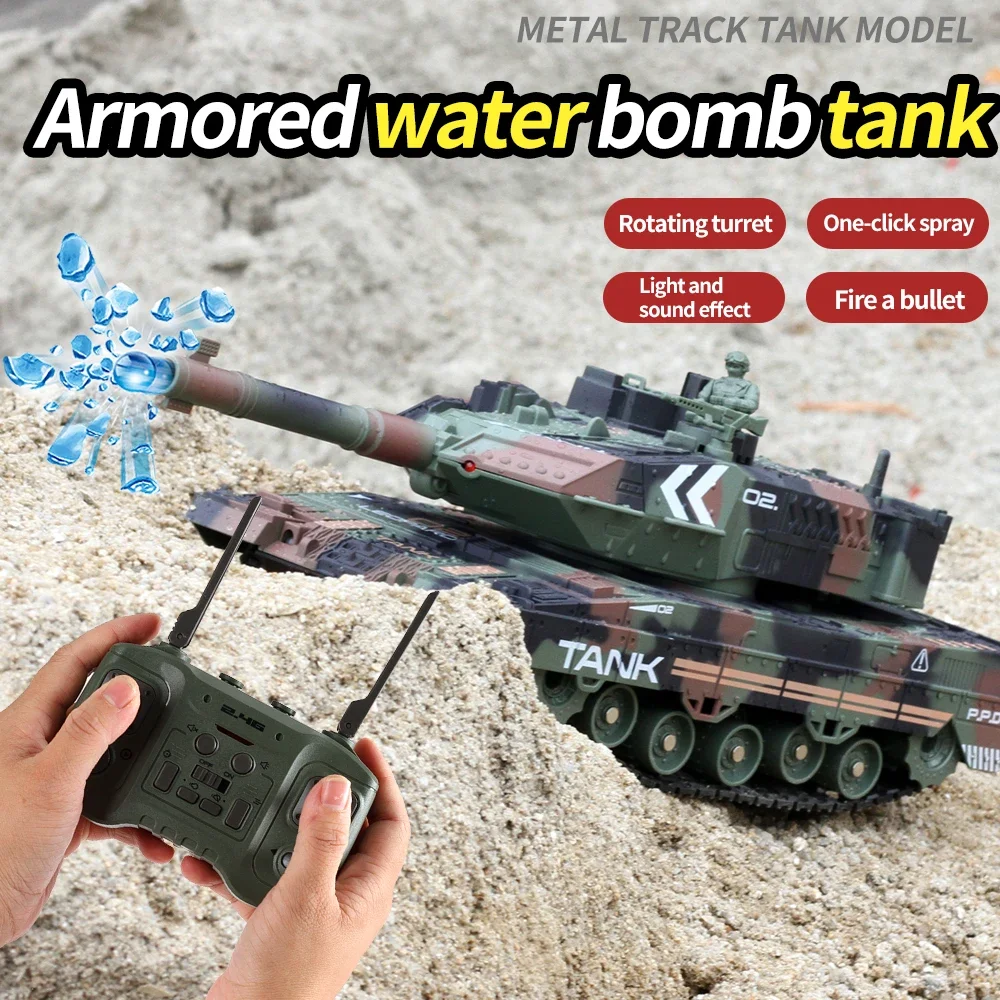 2.4G Tracked Simulation Remote Control Tank Water BALL Spray Remote Control Vehicle War Armored Vehicle Model Children Toy Gift - Image 3