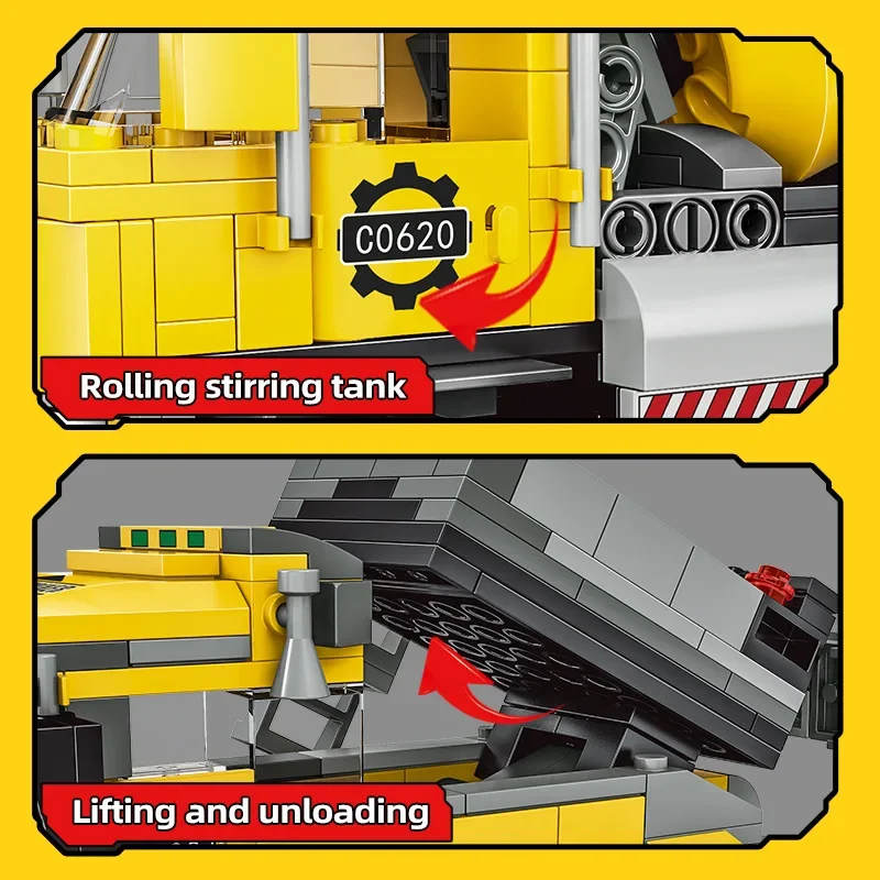 WOMA Construction City Builder Mixing Truck 2-in-1 Children's Toy Small Particle Building Blocks Festival Gift - Image 3