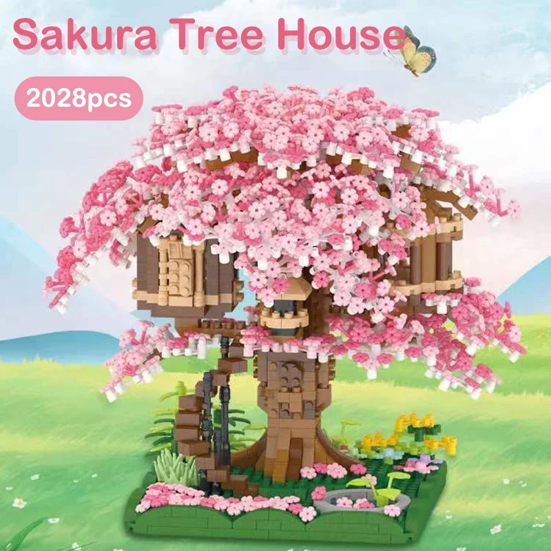 2000Pcs DIY Cherry Bonsai Tree Building Assembly Set Mini Brick Cherry Blossom Tree House Great Gift for Children and Adults - Image 2