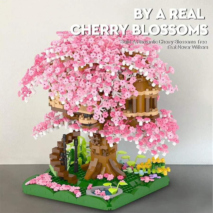 2000Pcs DIY Cherry Bonsai Tree Building Assembly Set Mini Brick Cherry Blossom Tree House Great Gift for Children and Adults - Image 6