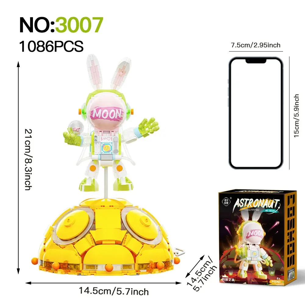 WLtoys 3007 1086PCS 1 Piece Mini Building Block Astronaut Music Box Building Block Kit, Exquisite Building Toy Gifts for Adults - Image 6