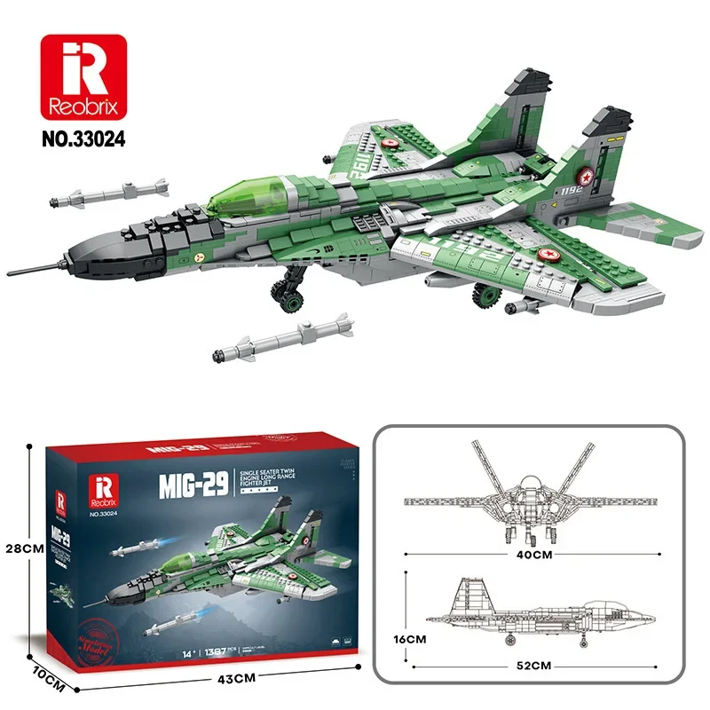 33024 Small particle building blocks Camouflage Green Fighter military aircraft assembly model puzzle toy gift for children - Image 6