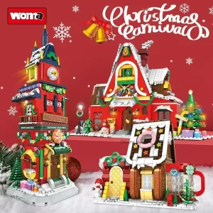 kf-Sb95abba2891a4ee8a1bc357287408234A WOMA Christmas Building Blocks Series Gingerbread Man Candy House Castle with Lights Boys Girls Holiday Gifts Christmas Gifts