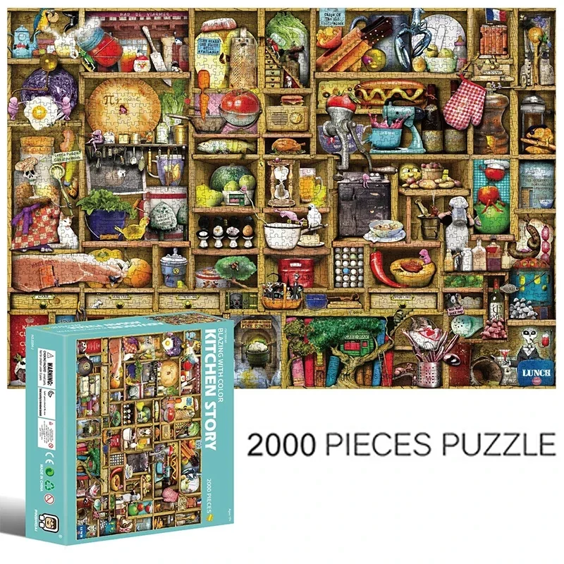 Kitchen Story 2000 PCS of high difficulty adult puzzle building blocks puzzle toys cartoon animal anime toys gifts