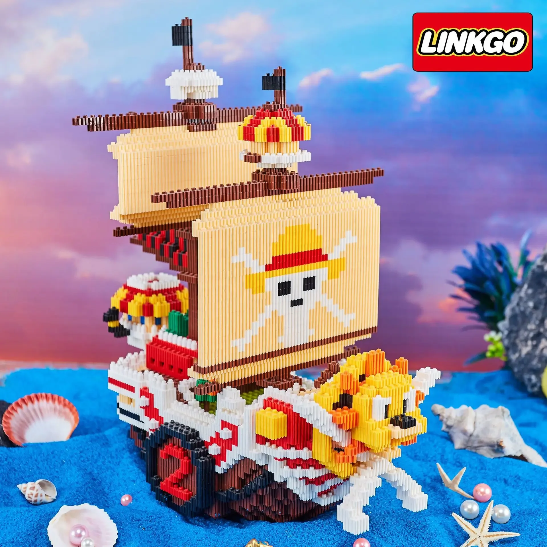 3000pcs+ One Piece Thousand Sunny Mini Brick Pirates Ship Figures 3D Model Anime Micro Building Block Toy For Kids Birthday Gift - Image 3