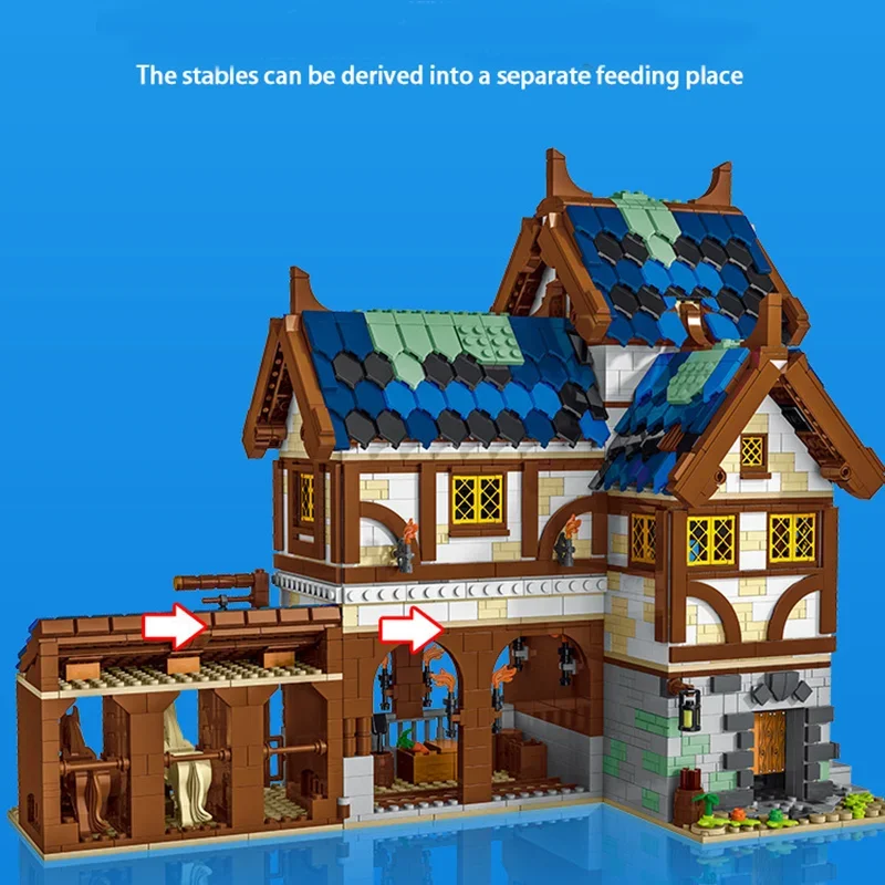 Medieval Series Town Stable Model Building Blocks City Horse House Bricks DIY Educational Toys Gifts for Children Friends2724PCS - Image 2