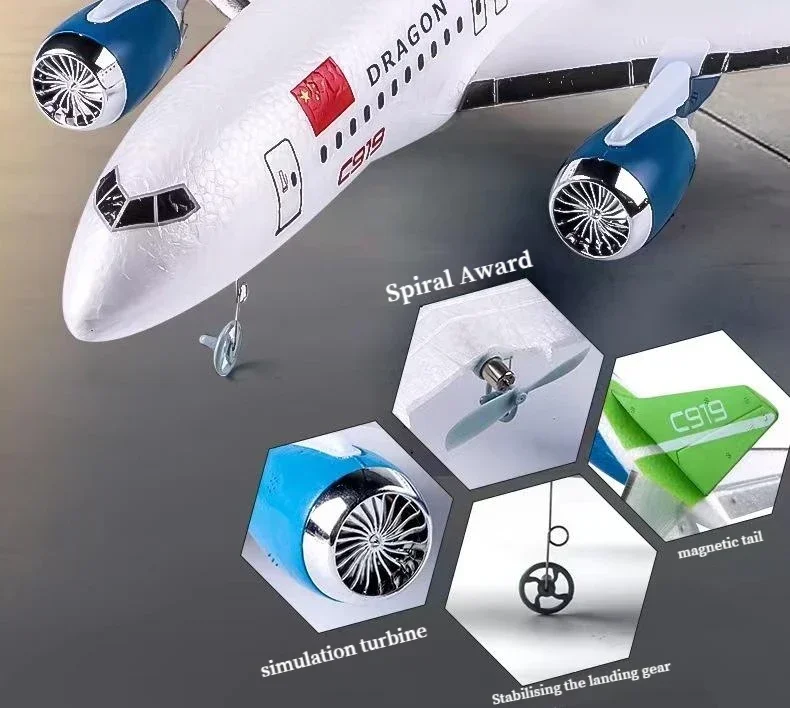 3-Channel RC Airplane C919 Remote Control Foam Simulation Airliner Aerobatic Fixed-wing DIY Assembly Model Airplanes Boy Toy - Image 4