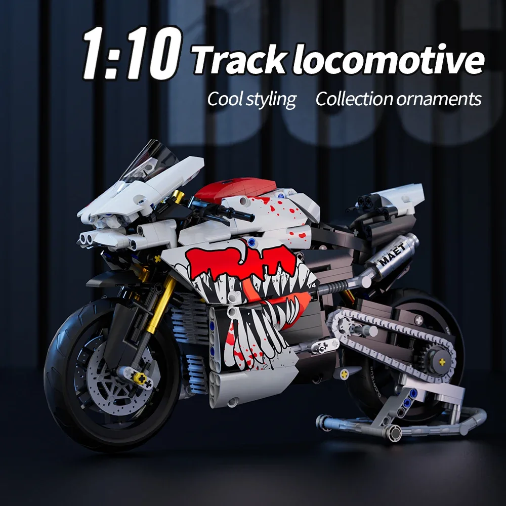 883pcs Bricks, Build a Stylish 1:10 Motorbike Display Model, Collectible Building Set Has a Cool Design Kit for Kids Or Adults - Image 4