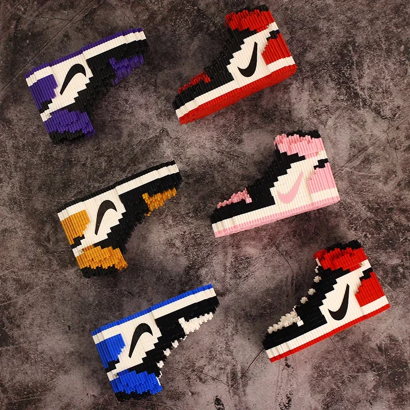 Mini Basketball Shoes Building Block Sneakers Model Bricks Toys DIY Assembly Toys Gifts For Boys Kids Backpack Bag Pendant - Image 2