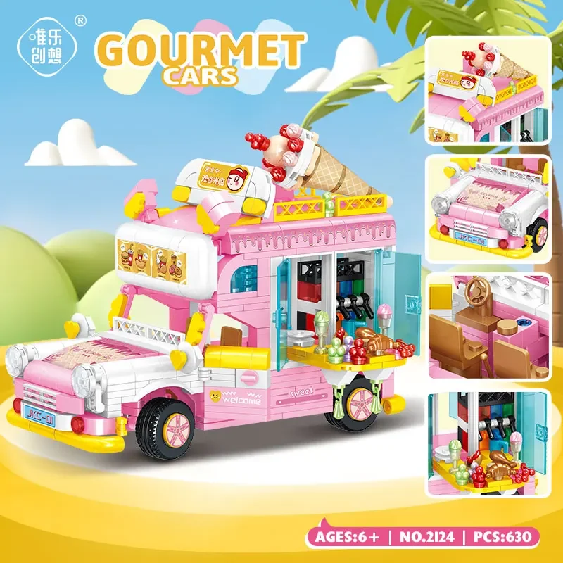 WLtoys 2124 630pcs Ice Cream Truck Street View Food Truck Mini Building Blocks Food Model Building Blocks Kids Toys Boys Girls - Image 5