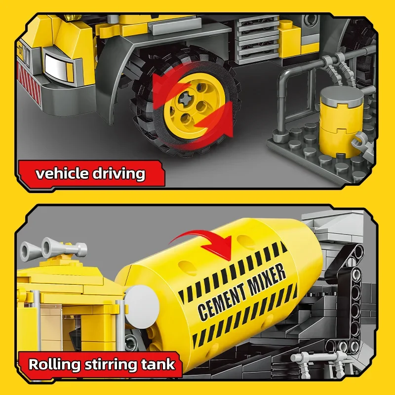 WOMA Construction City Builder Mixing Truck 2-in-1 Children's Toy Small Particle Building Blocks Festival Gift - Image 2