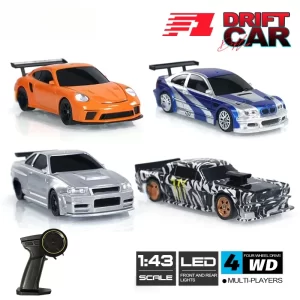 kf-Se425a57112f842f6bca7f789cbd73163W hot 1/43 2.4G Mini RC Car 4WD Radio Remote Control Drift Cars Professional GTR Model High Speed Racing Toys for Children Gifts