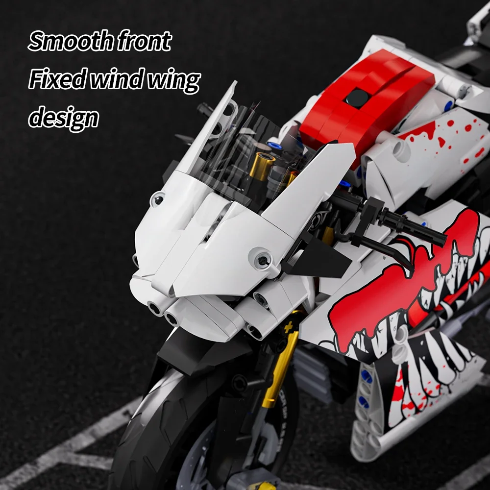 883pcs Bricks, Build a Stylish 1:10 Motorbike Display Model, Collectible Building Set Has a Cool Design Kit for Kids Or Adults - Image 5