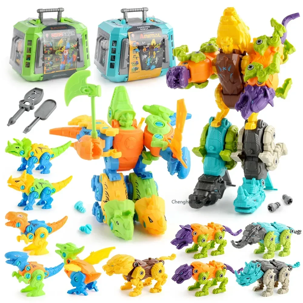 Children's Jurassic Animal Assembly Dinosaur Triceratops Twisting Screws, Dismantling and Dismantling Boy Toys