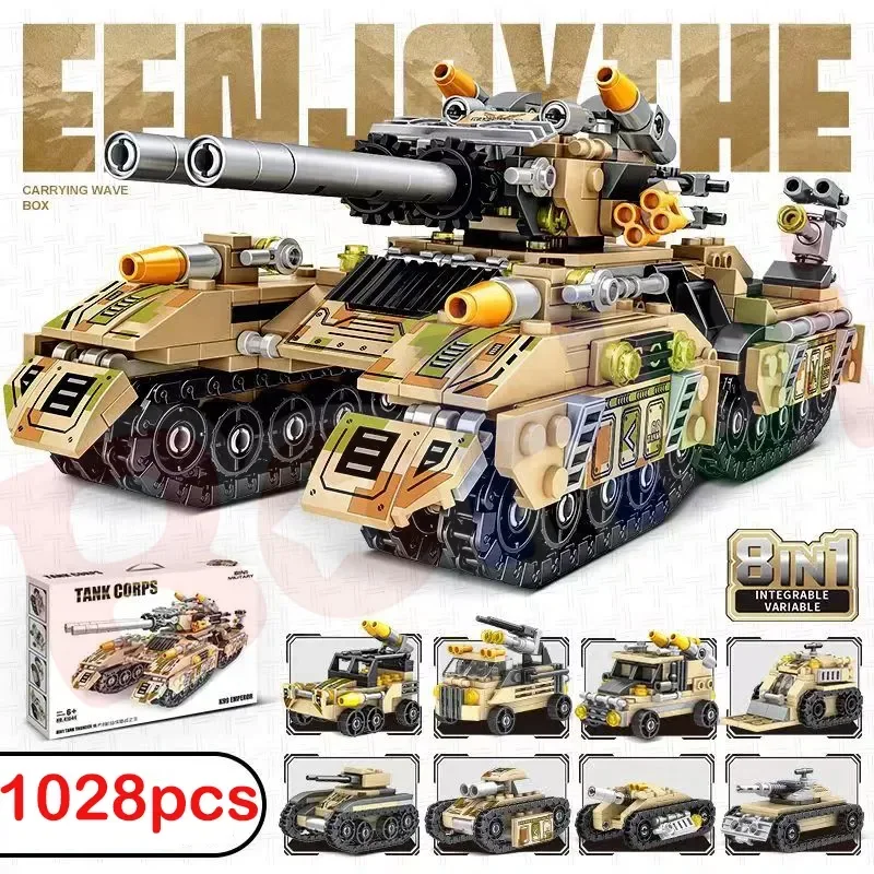 New WW2 Military Vehicle Tank 8in1 Airplane Truck Model Building Blocks DIY Bricks Kids Construction Toys Gifts for Boys Adult - Image 5