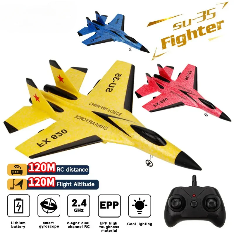 RC Plane SU35 With LED Lights 2.4G Remote Control Aircraft Flying Model Glider SU57 EPP Foam Airplane Toys For Kids Gifts