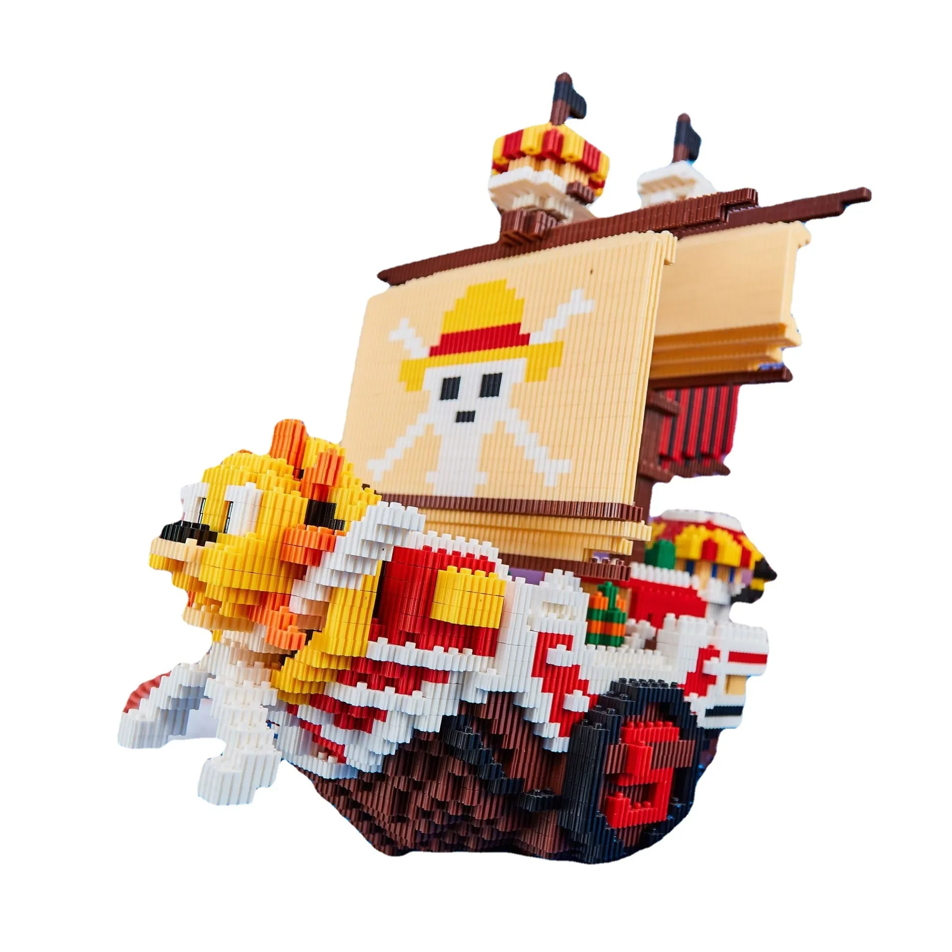 3000pcs+ One Piece Thousand Sunny Mini Brick Pirates Ship Figures 3D Model Anime Micro Building Block Toy For Kids Birthday Gift - Image 5
