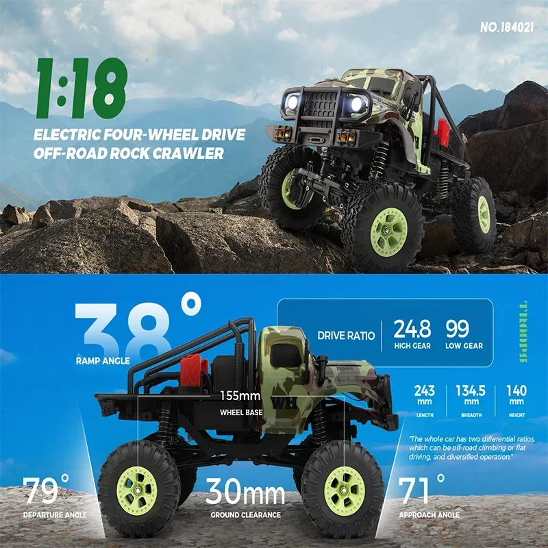 WLtoys 184021 Rc Car 4WD Electric Off-Road Climbing Car 1:18 Remote Control High-Speed Climbing Crawler Vehicle Toys for Kids - Image 3
