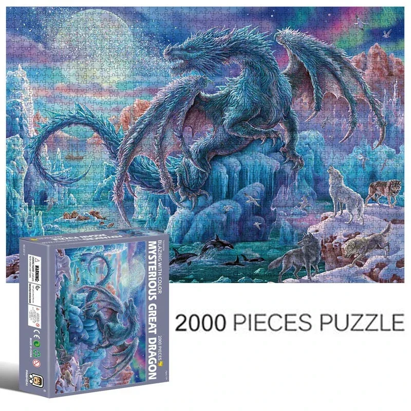 Mysterious Dragon 2000 PCS of high difficulty adult puzzle building blocks puzzle toys cartoon animal anime toys gifts